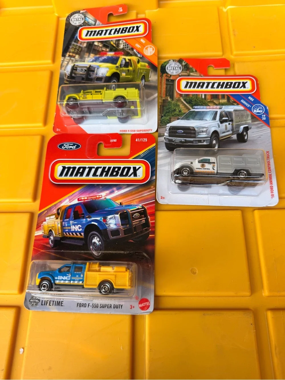 Matchbox Yellow and White Ford Trucks Toy Set